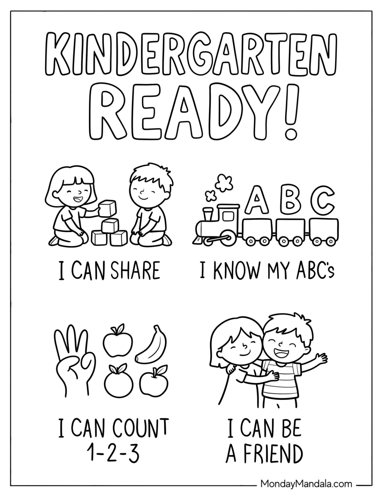 Back To School Coloring Page of Kindergarten Ready Back to School Poster