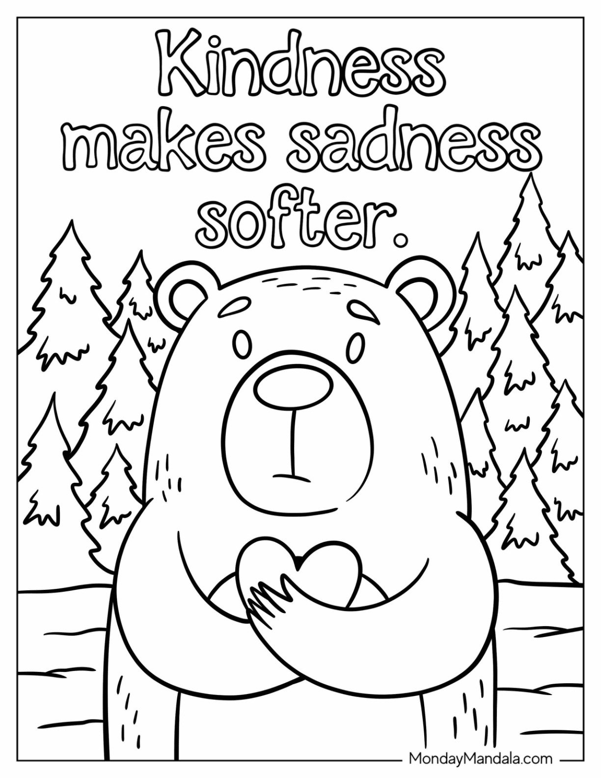 Sad Coloring Page Of Kindness Makes Sadness Softer With Pouting Bear