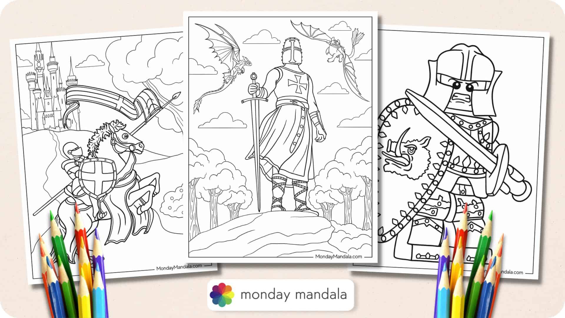 knights in armour coloring pages