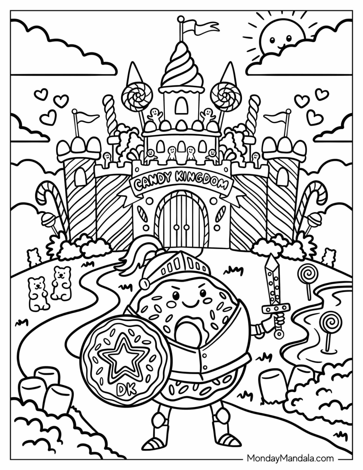 Knight Donut with Sword and Shield Defending a Castle