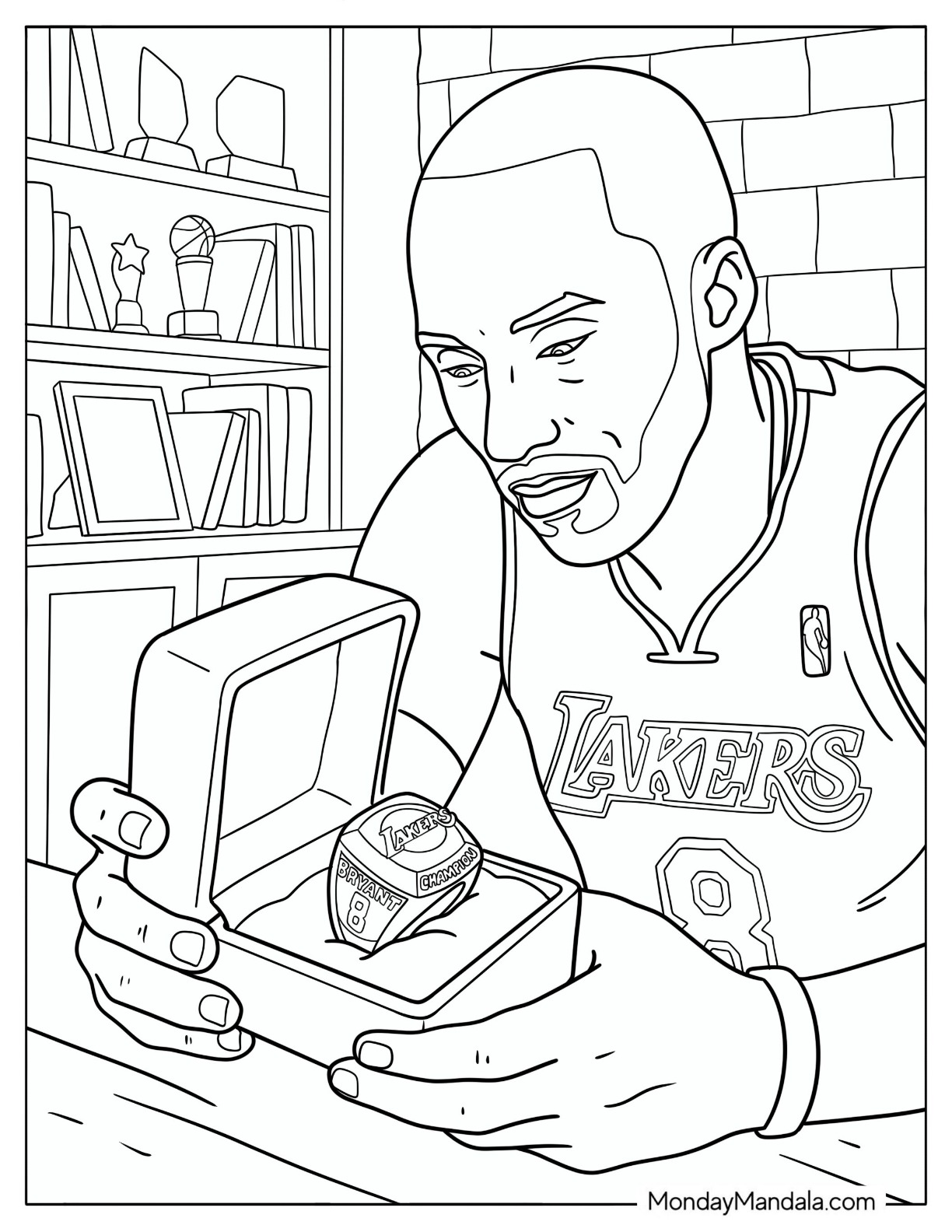 Kobe Bryant Admiring His Lakers Championship Ring