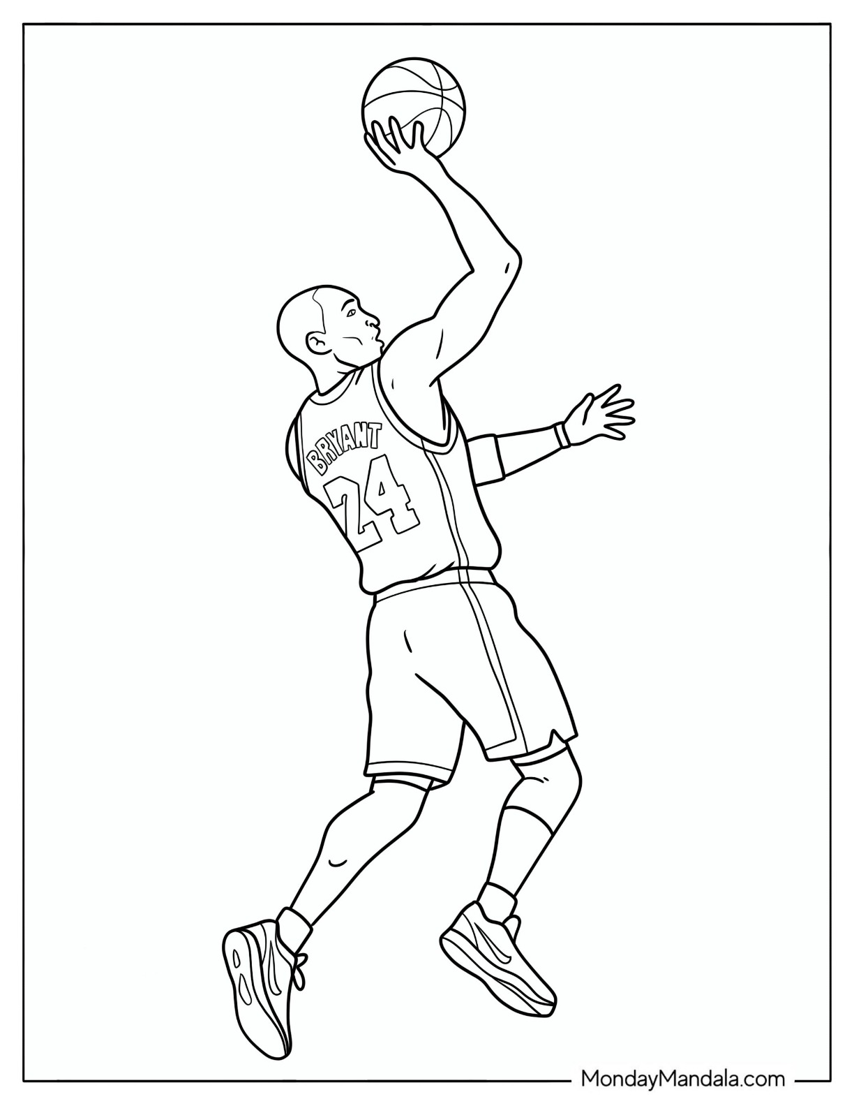 Kobe Bryant Shooting a Basketball Coloring Sheet