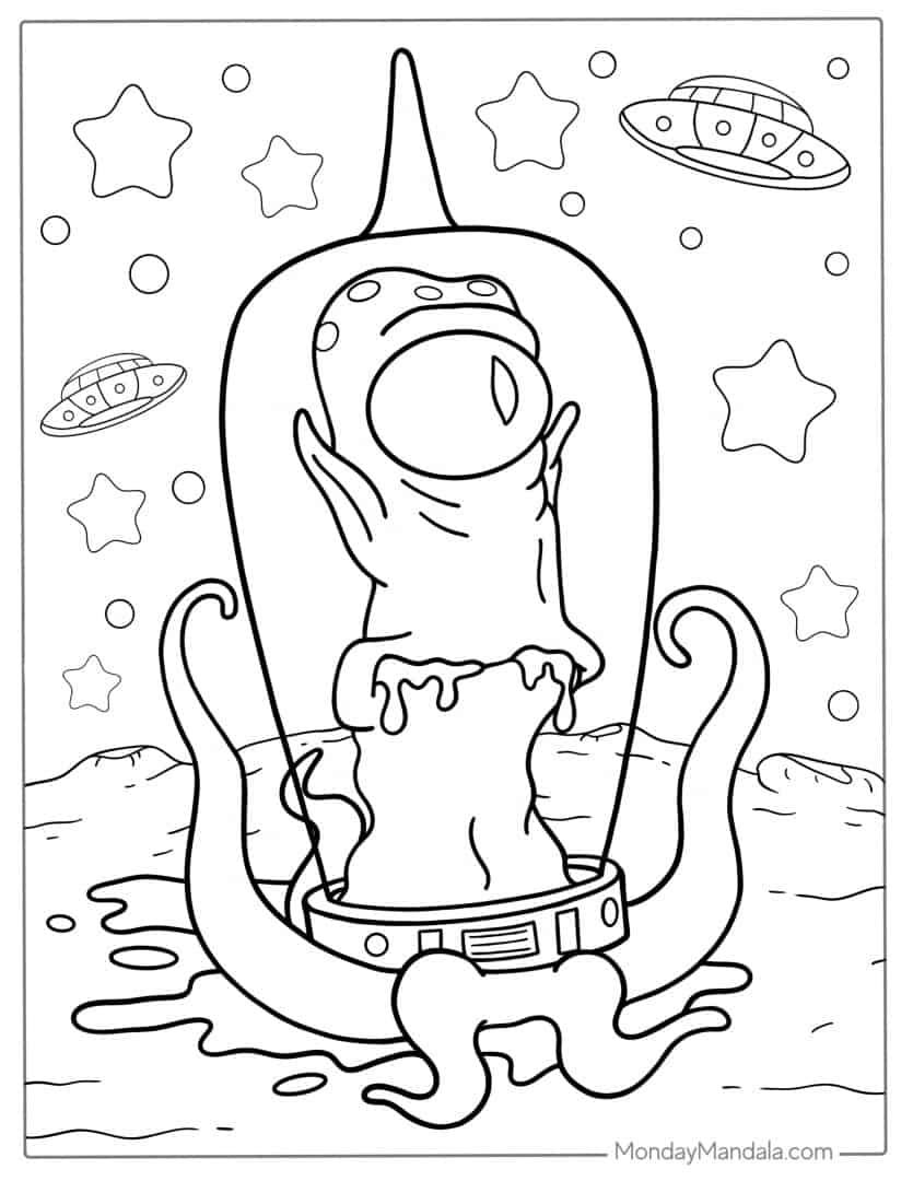 20 Alien Coloring Pages (Free PDF Printables)