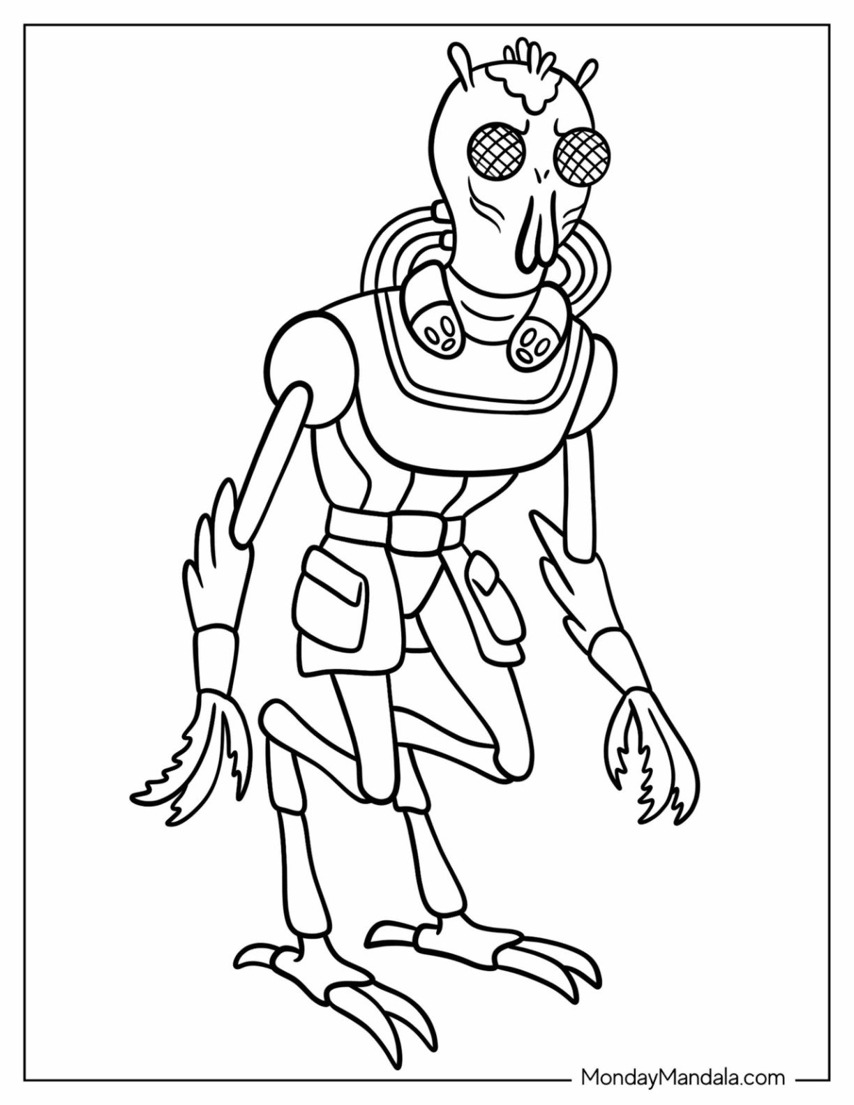 Rick and Morty Coloring Page Of Krombopulos Michael Alien Assassin