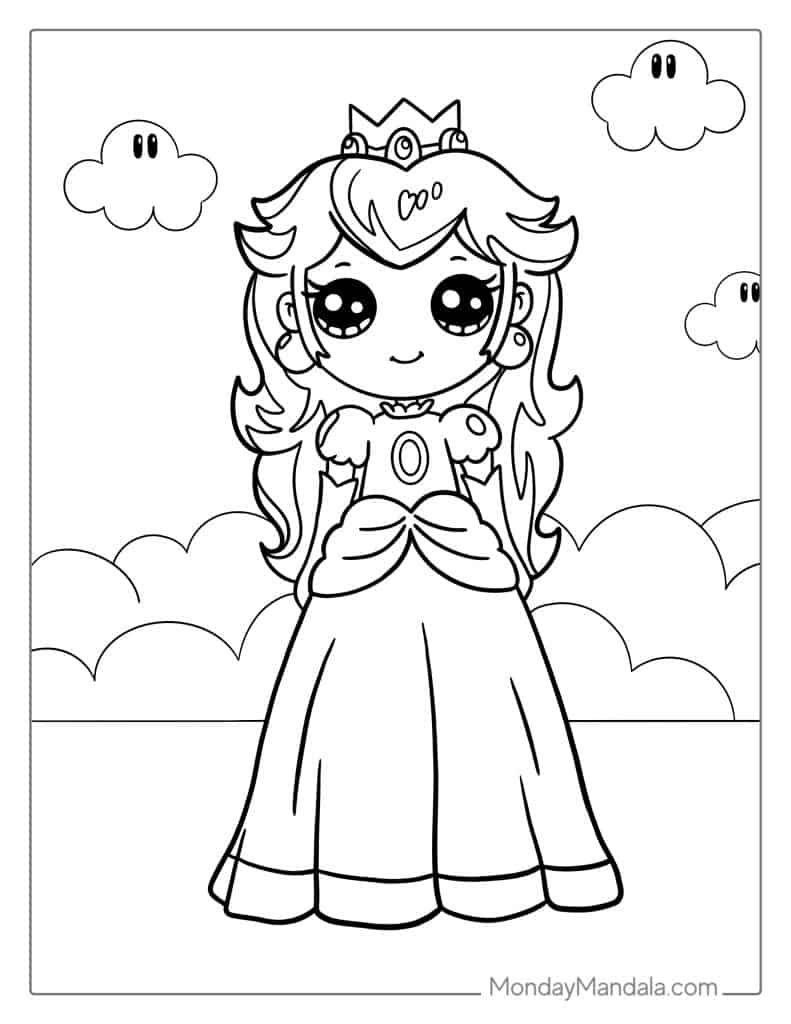 Princess Peach Coloring Page Princess Peach Coloring Page