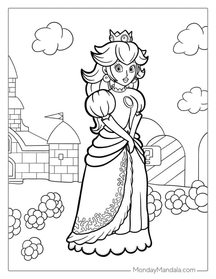 25 Princess Peach Coloring Pages (Free PDF Printables)