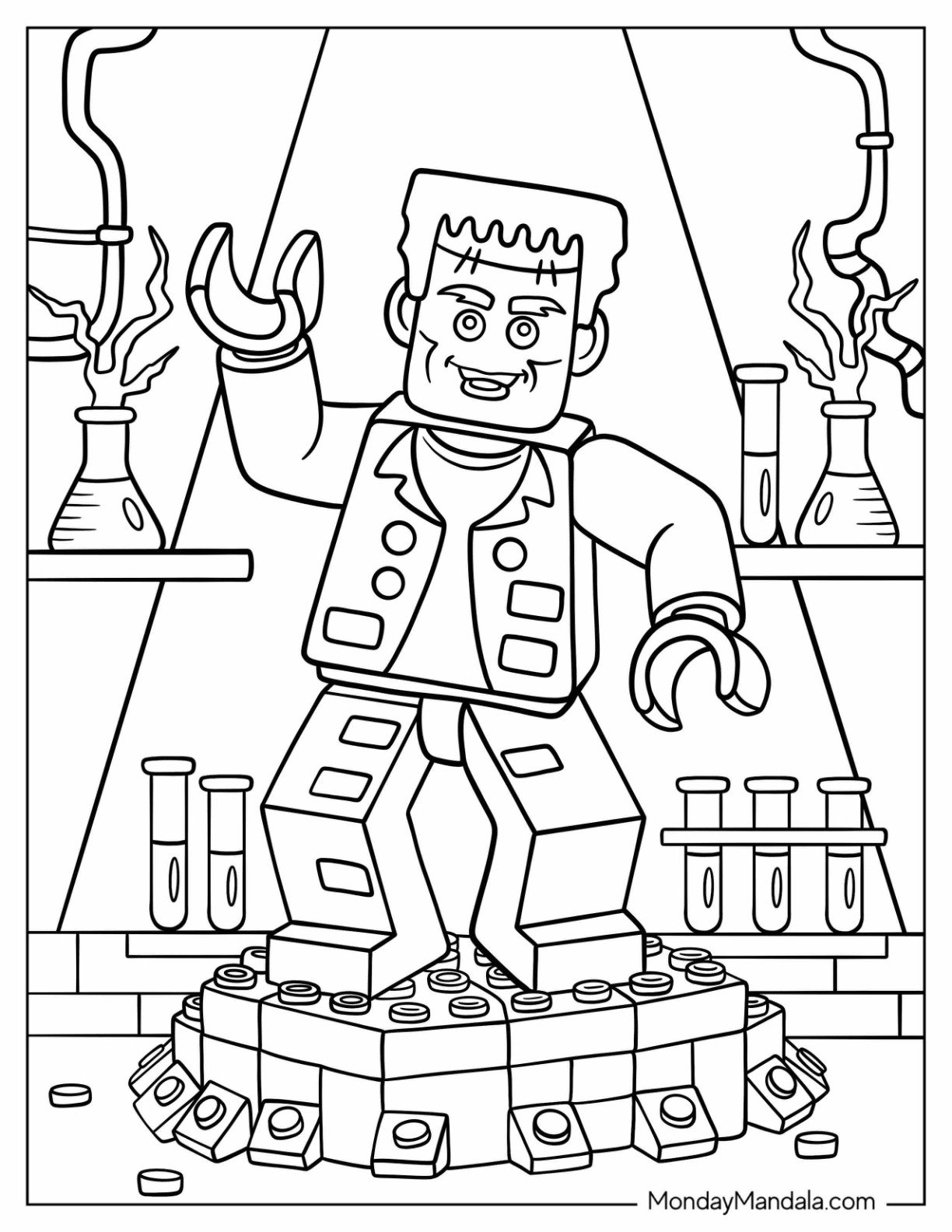 Lego Frankenstein Coloring Page Dancing