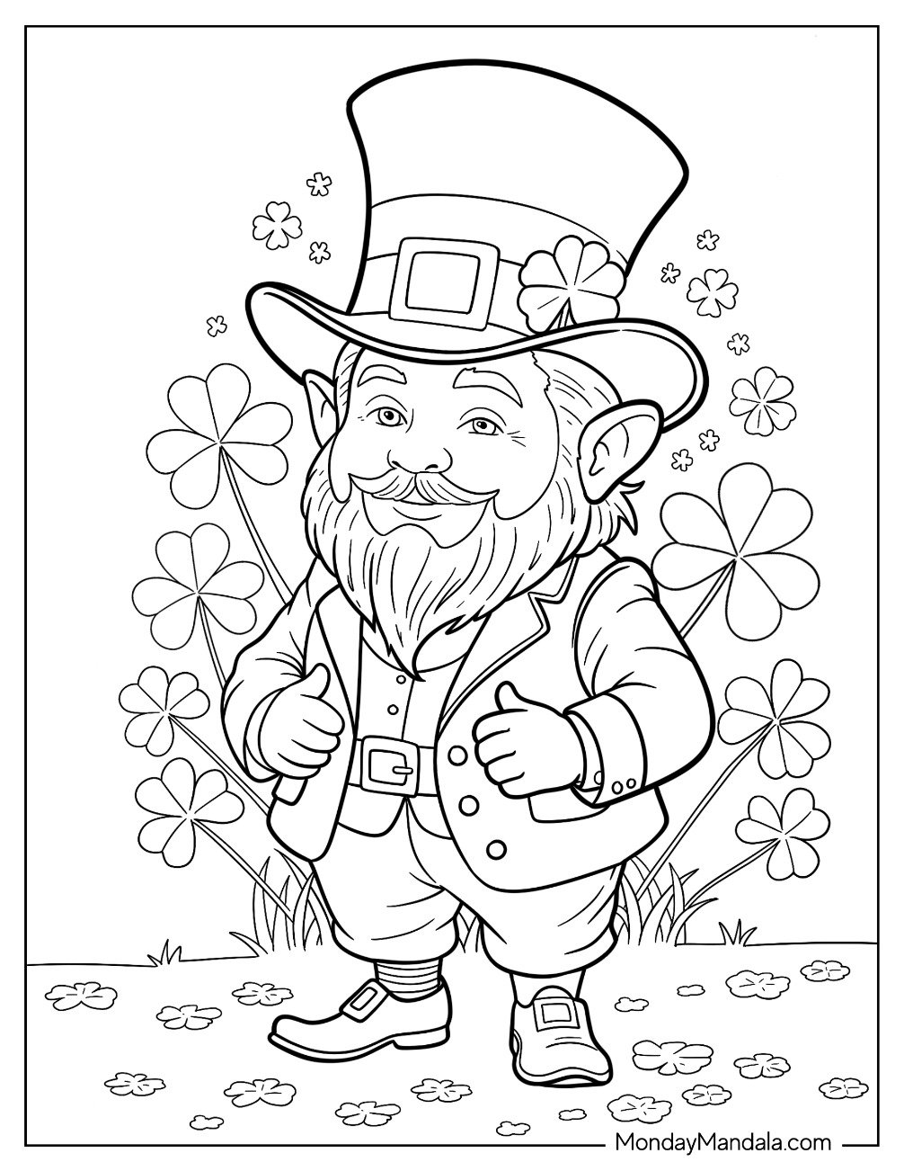 Leprechaun Coloring Page In A Fine Suit