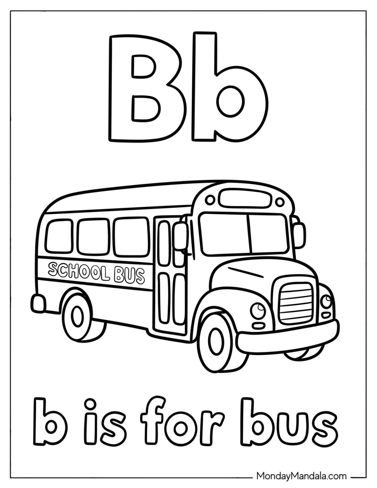 Letter B Coloring Page is for Bus