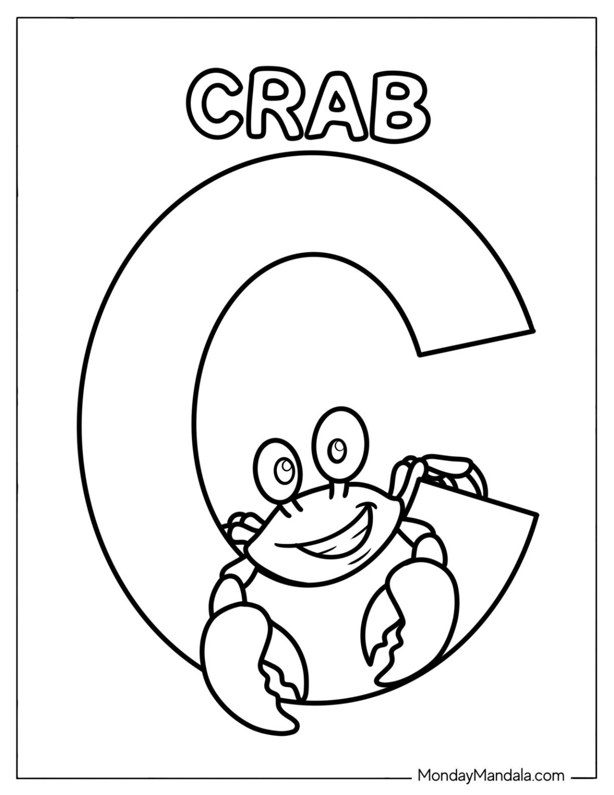 Letter C Coloring Page is for Crab