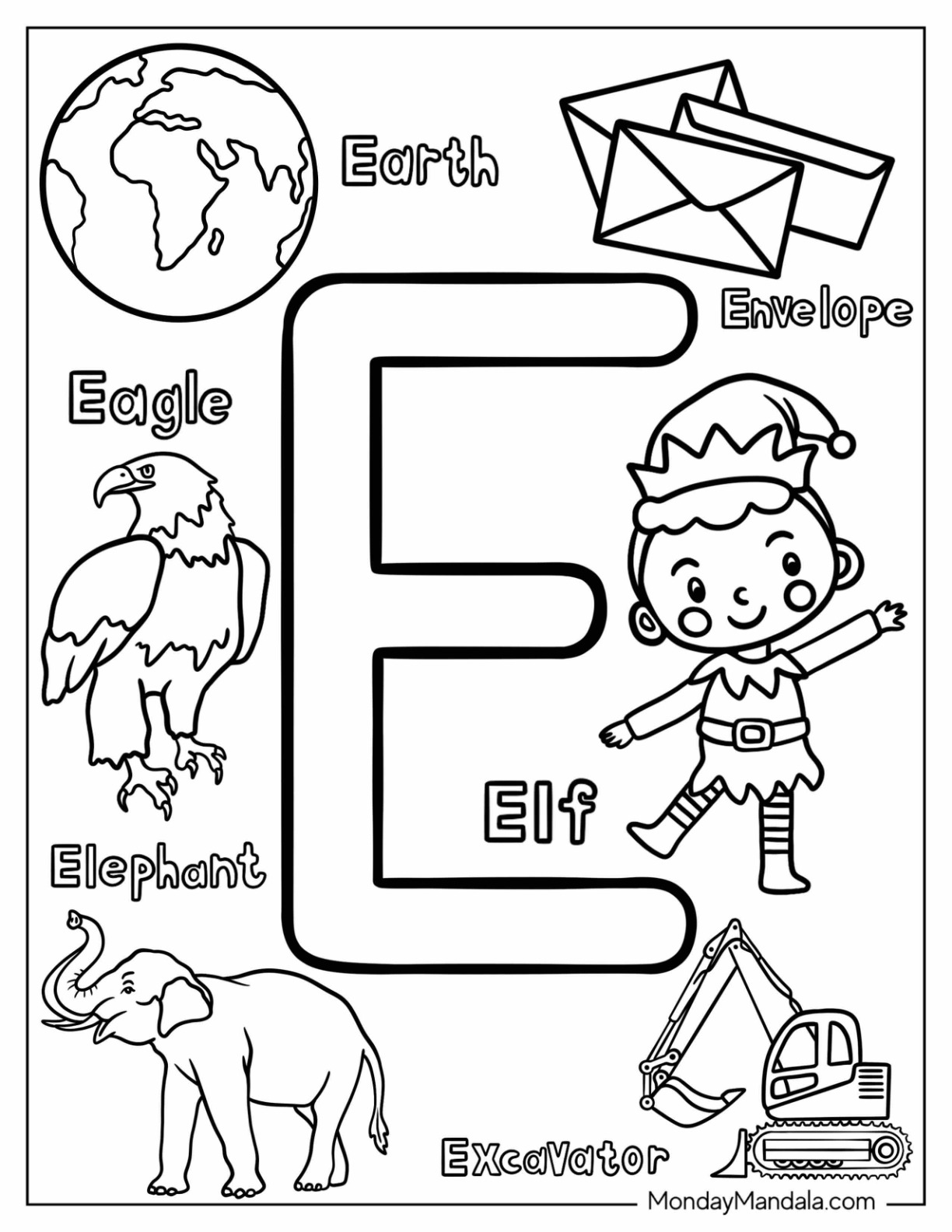 Letter E Coloring Pages Preschool Activities 2025 