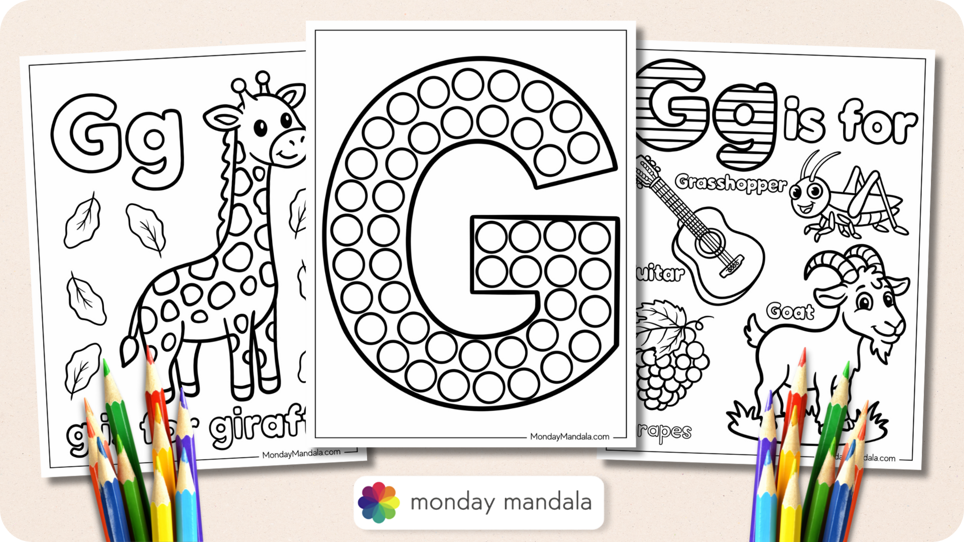 Letter G Coloring Pages Featured Image v2