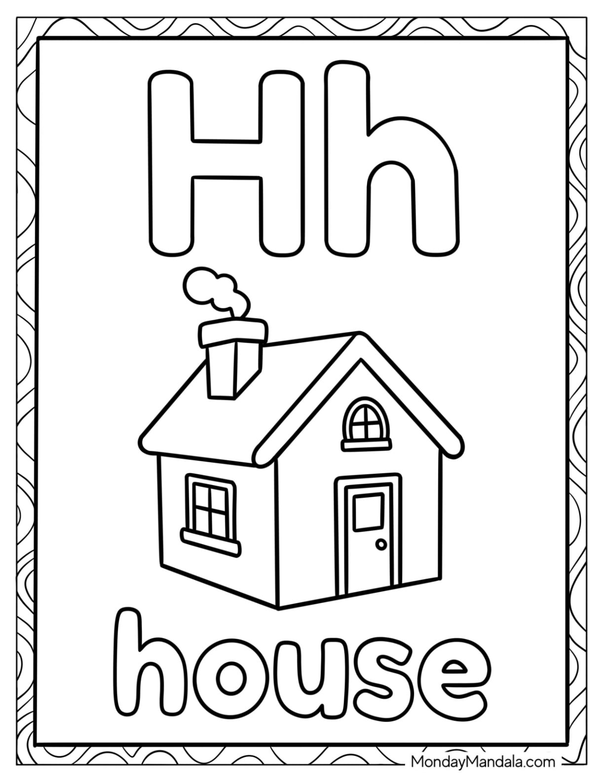 Letter H Coloring Page is for House for Kids