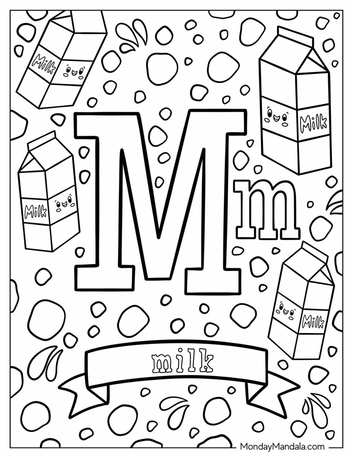 Letter M Coloring Page Is For Milk