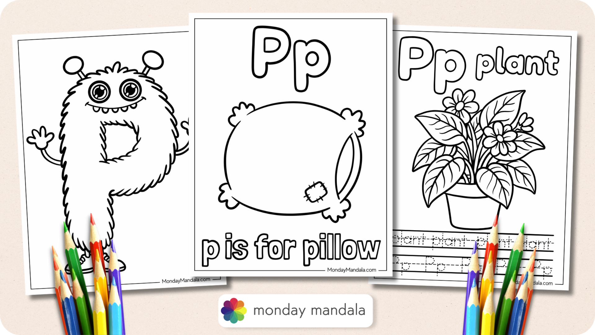 Letter P Coloring Pages Featured Image v2