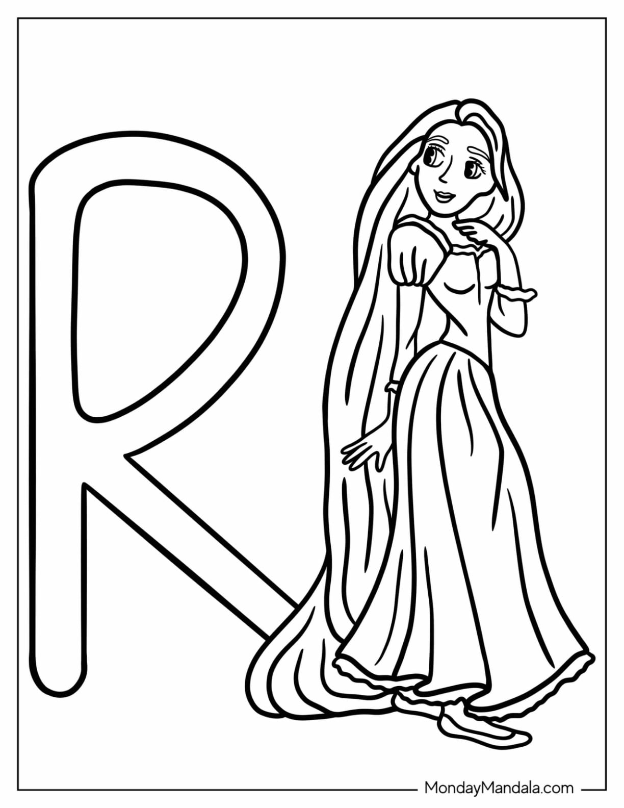 Letter R Coloring Page For Rapunzel
