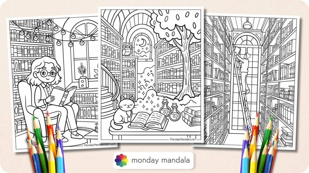 22 Library Coloring Pages (Free PDF Printables)