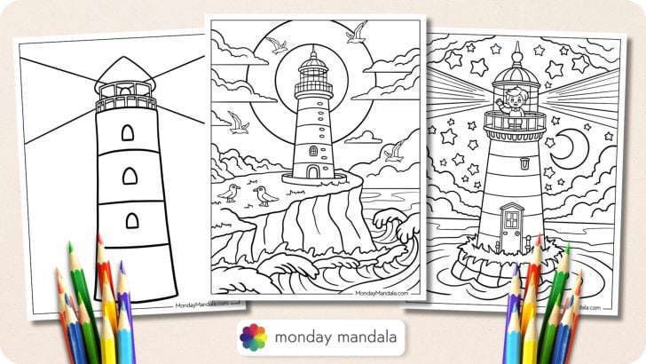 Lighthouse Coloring Pages Featured Image v2