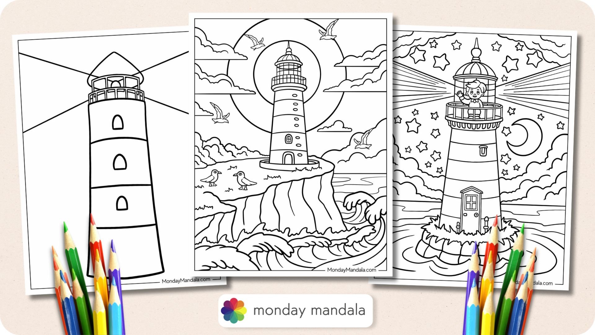Lighthouse Coloring Pages Featured Image v2