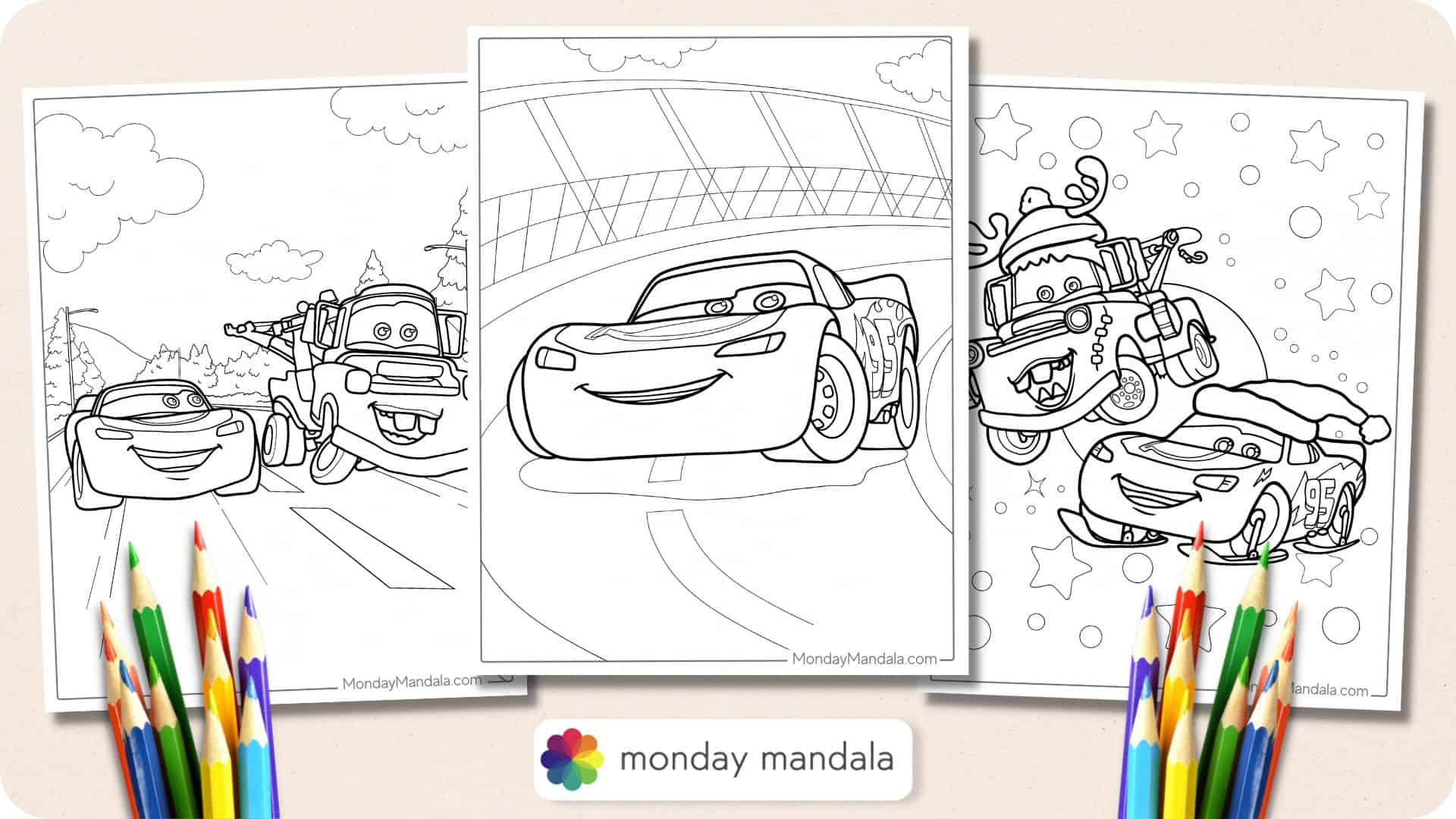 Dinoco Lightning McQueen Coloring Page - ColoringAll