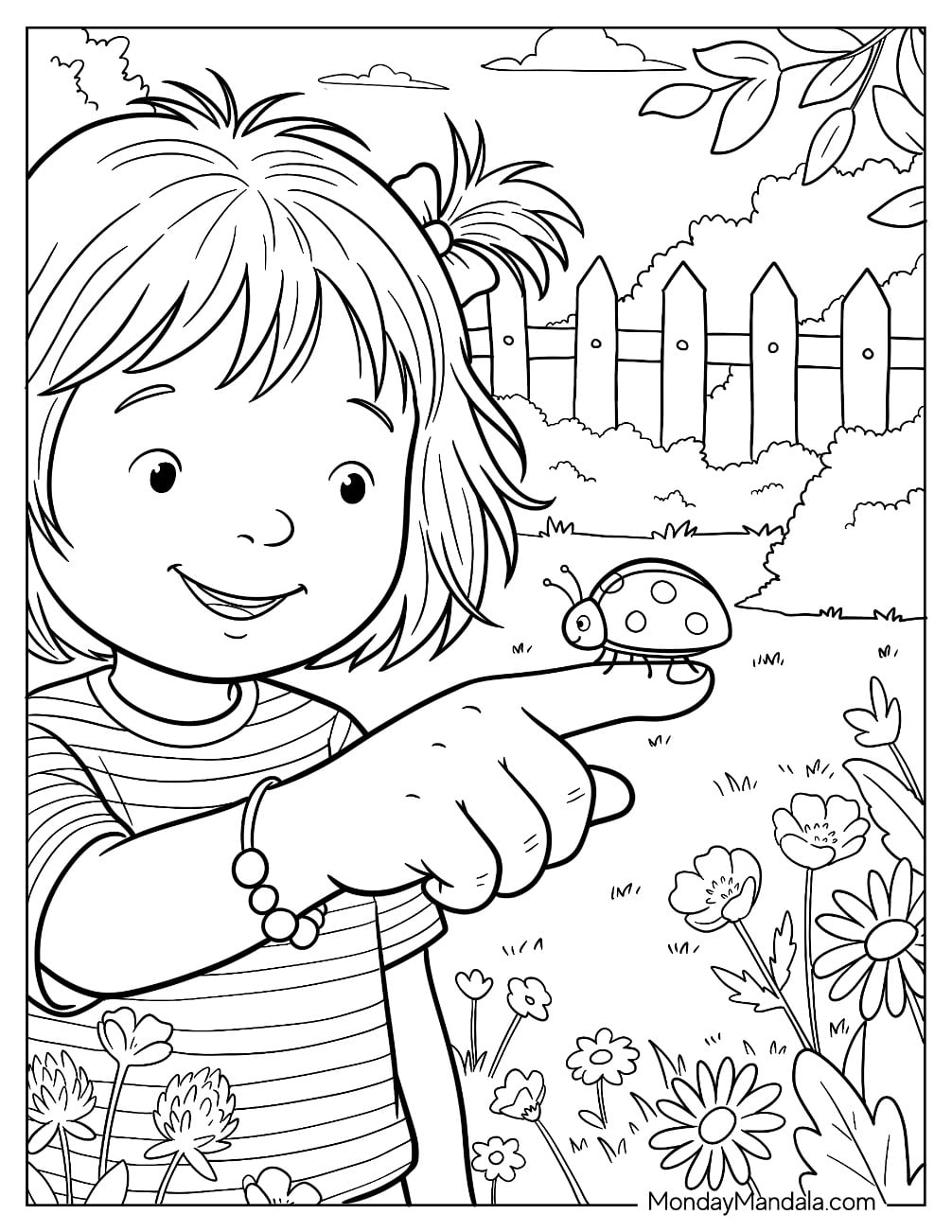 Little Girl Holding a Ladybug on Her Finger