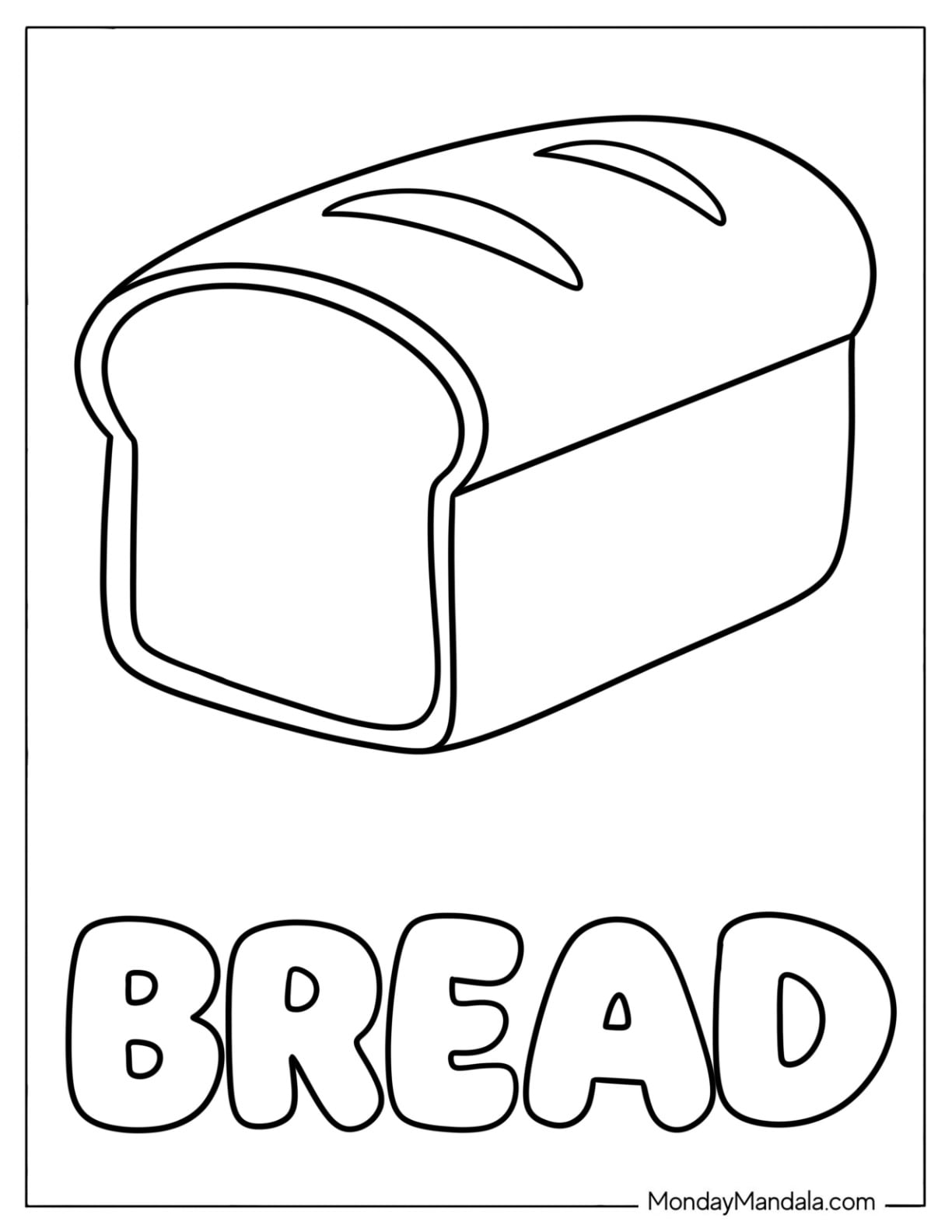 Loaf of Bread Coloring Page for Toddlers