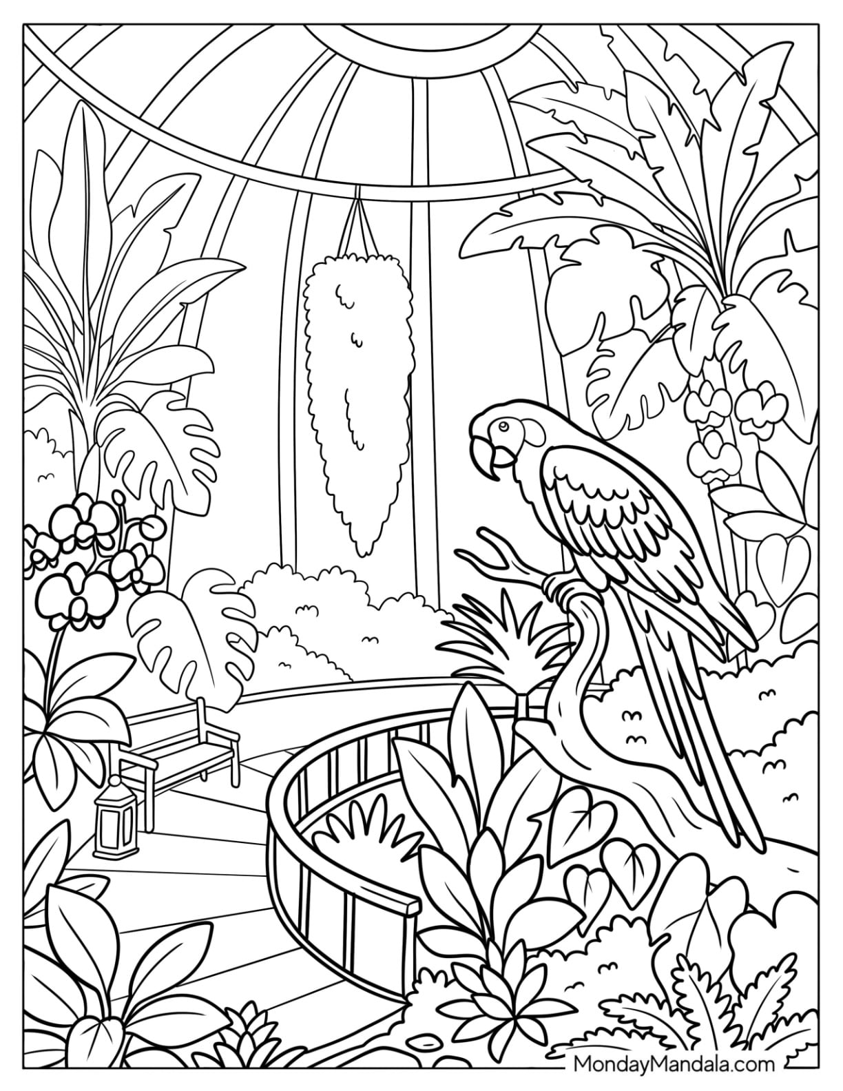 Macaw Parrot in a Tropical Aviary