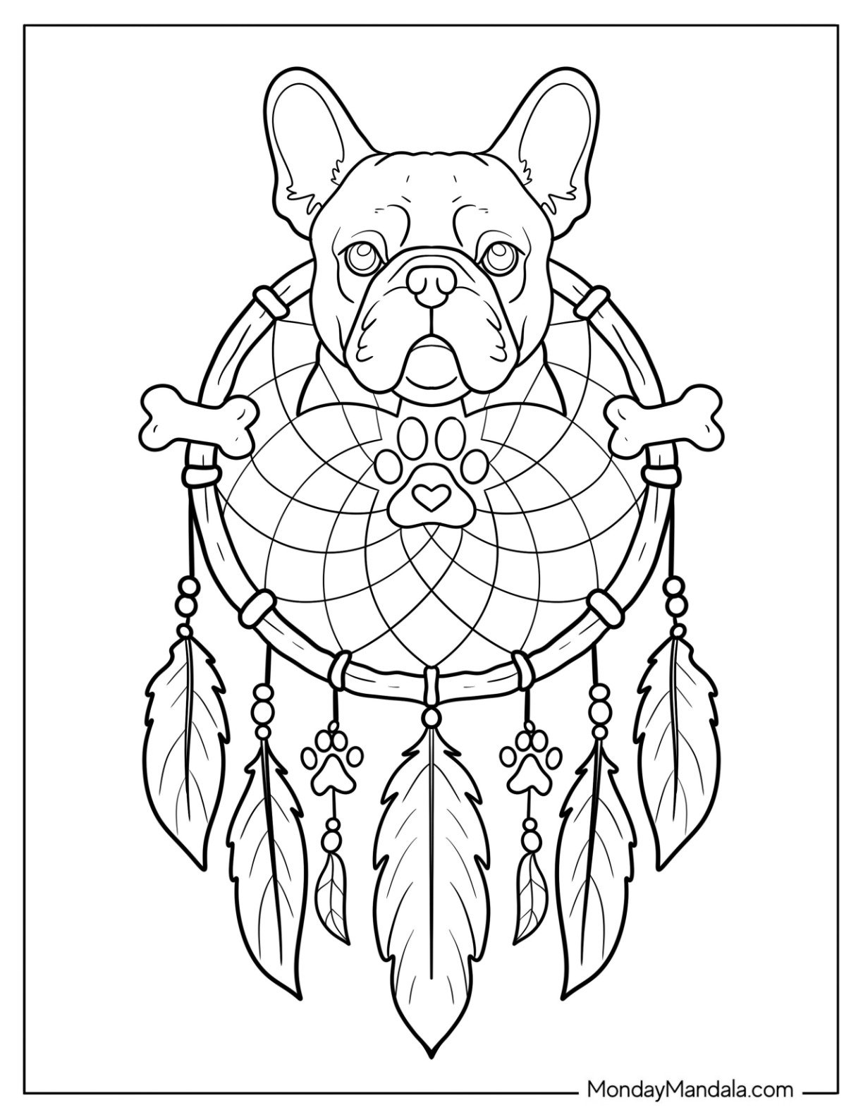 Magical French Bulldog Coloring Page Dreamcatcher