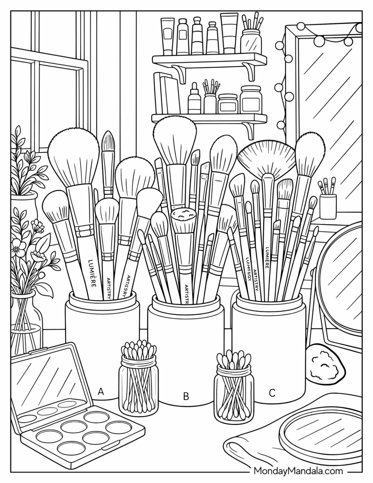 Makeup Brush Collection with Cosmetic Organizers and Eyeshadow Palette