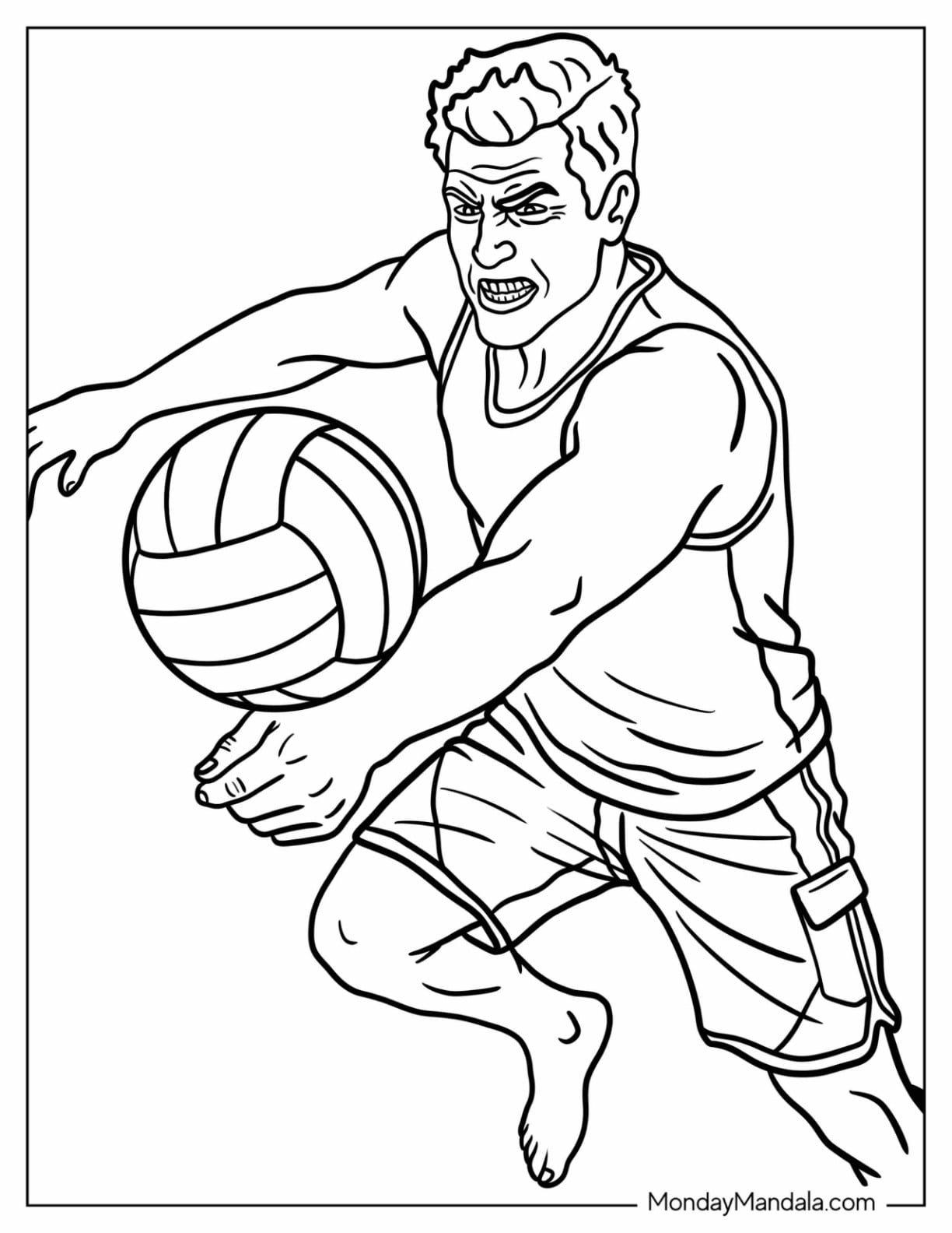 Man Spiking a Volleyball in an Action Pose