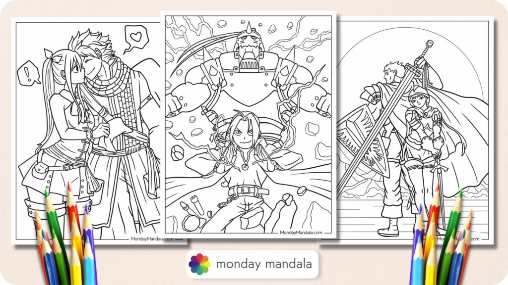 20 Manga Coloring Pages (Free PDF Printables)