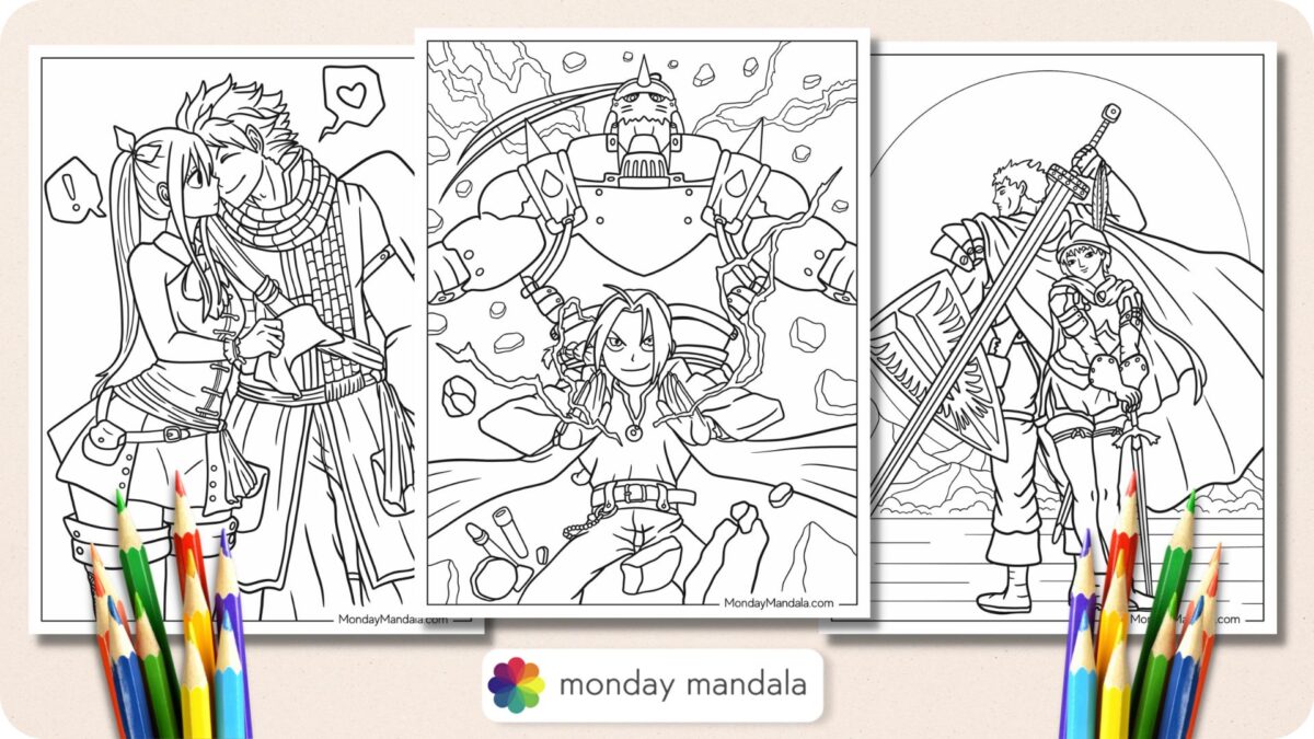 20 Manga Coloring Pages (Free PDF Printables)