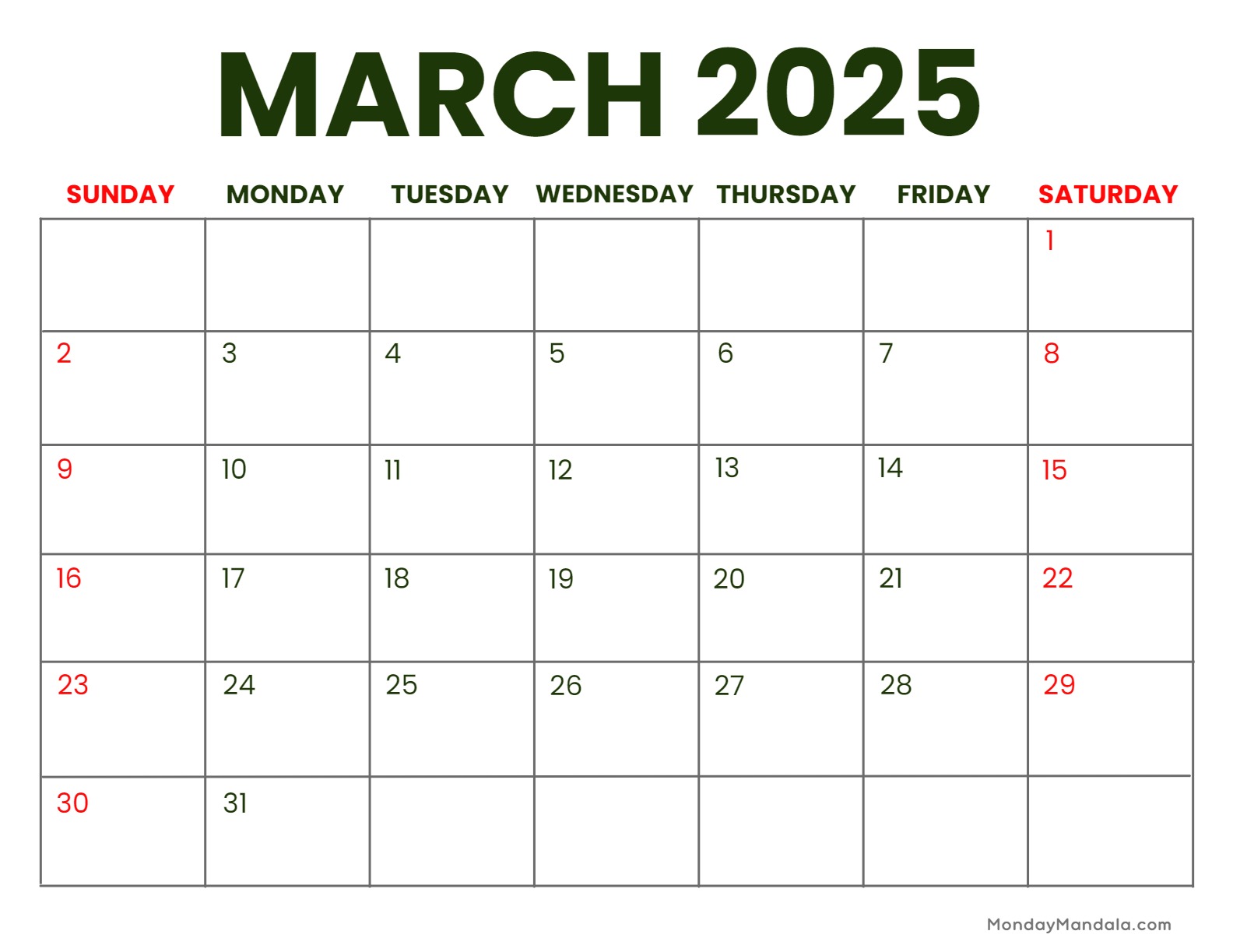 March 2025 Calendar 52 Free PDF Printables 