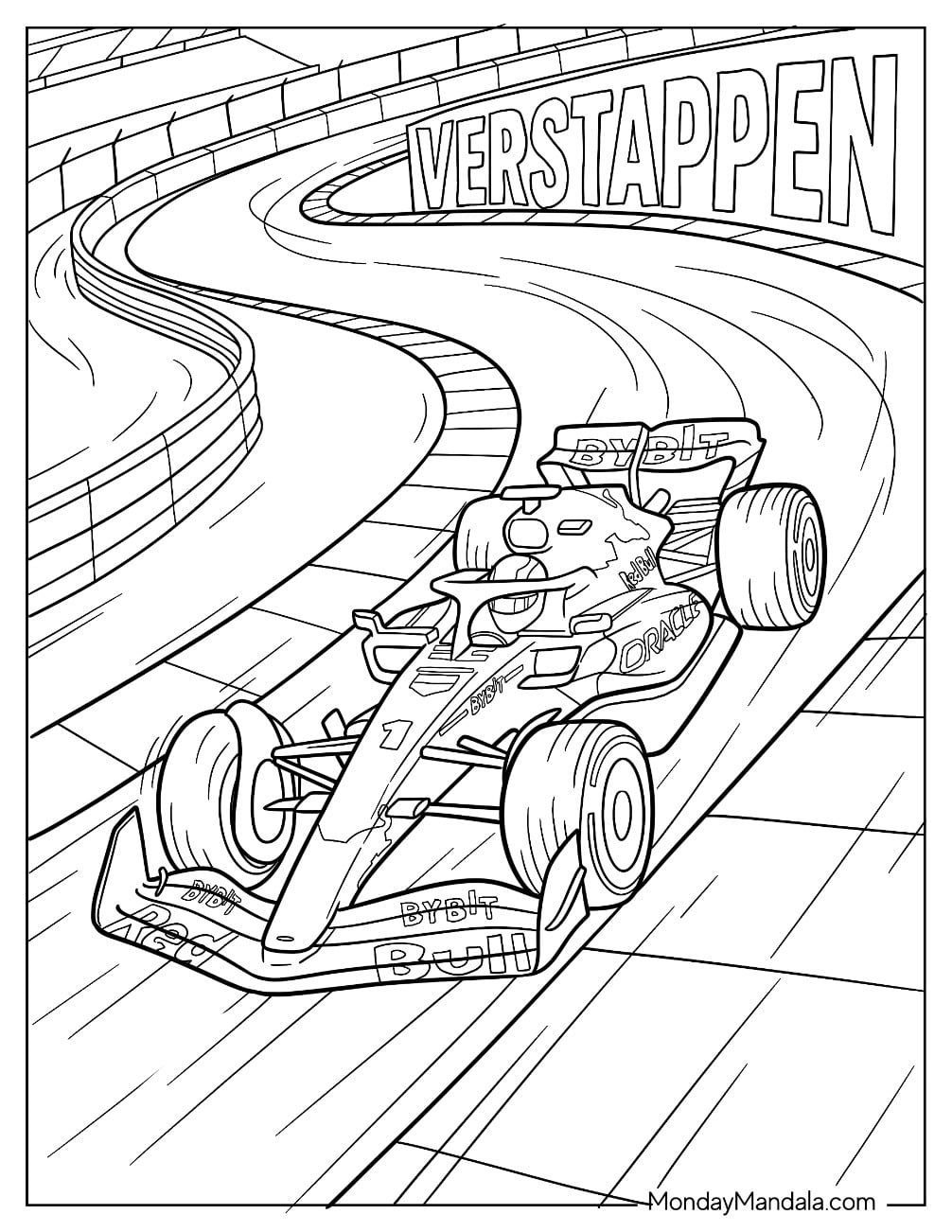 Max Verstappen Racing Around an F1 Track