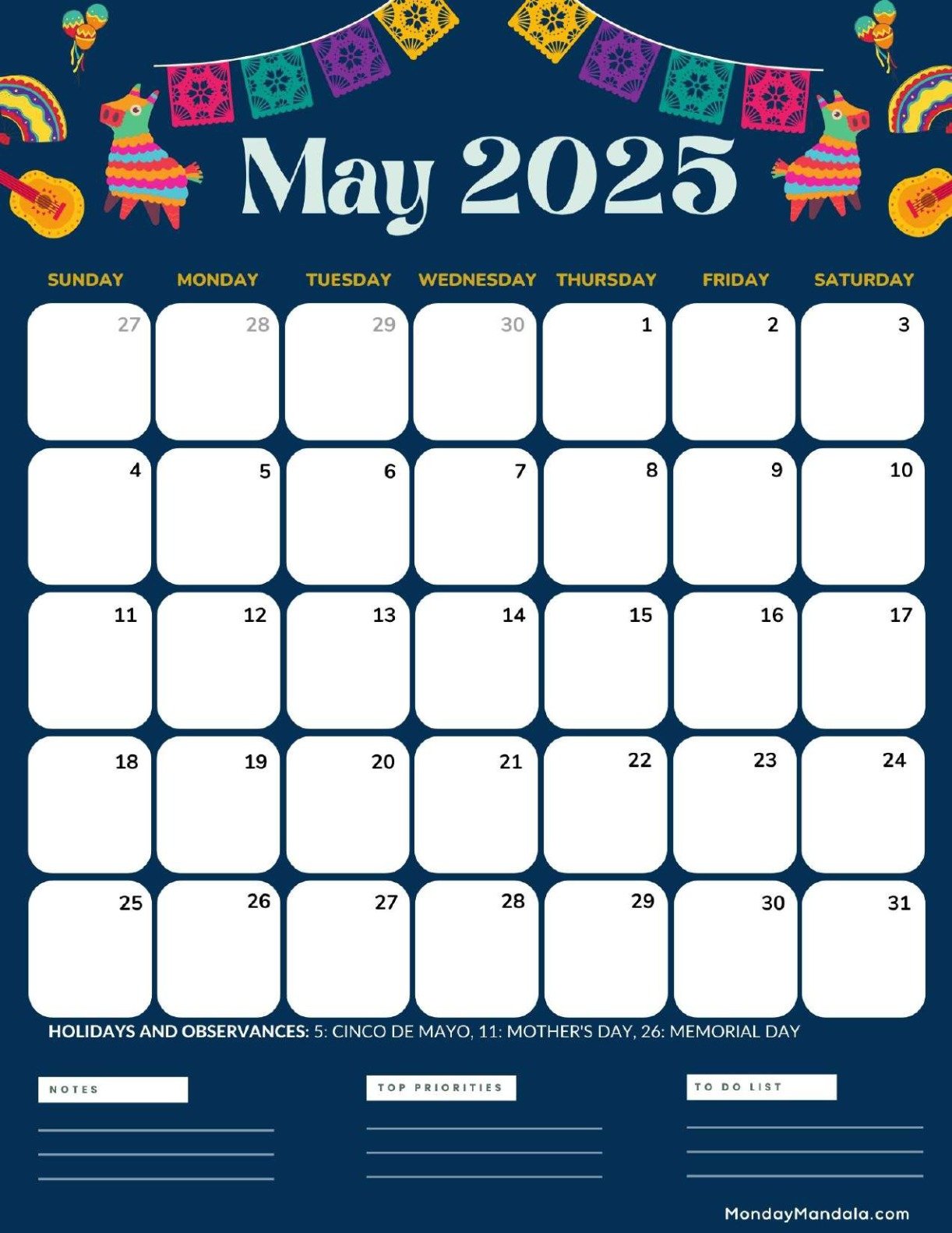 May 2025 Calendar (52 Free PDF Printables)