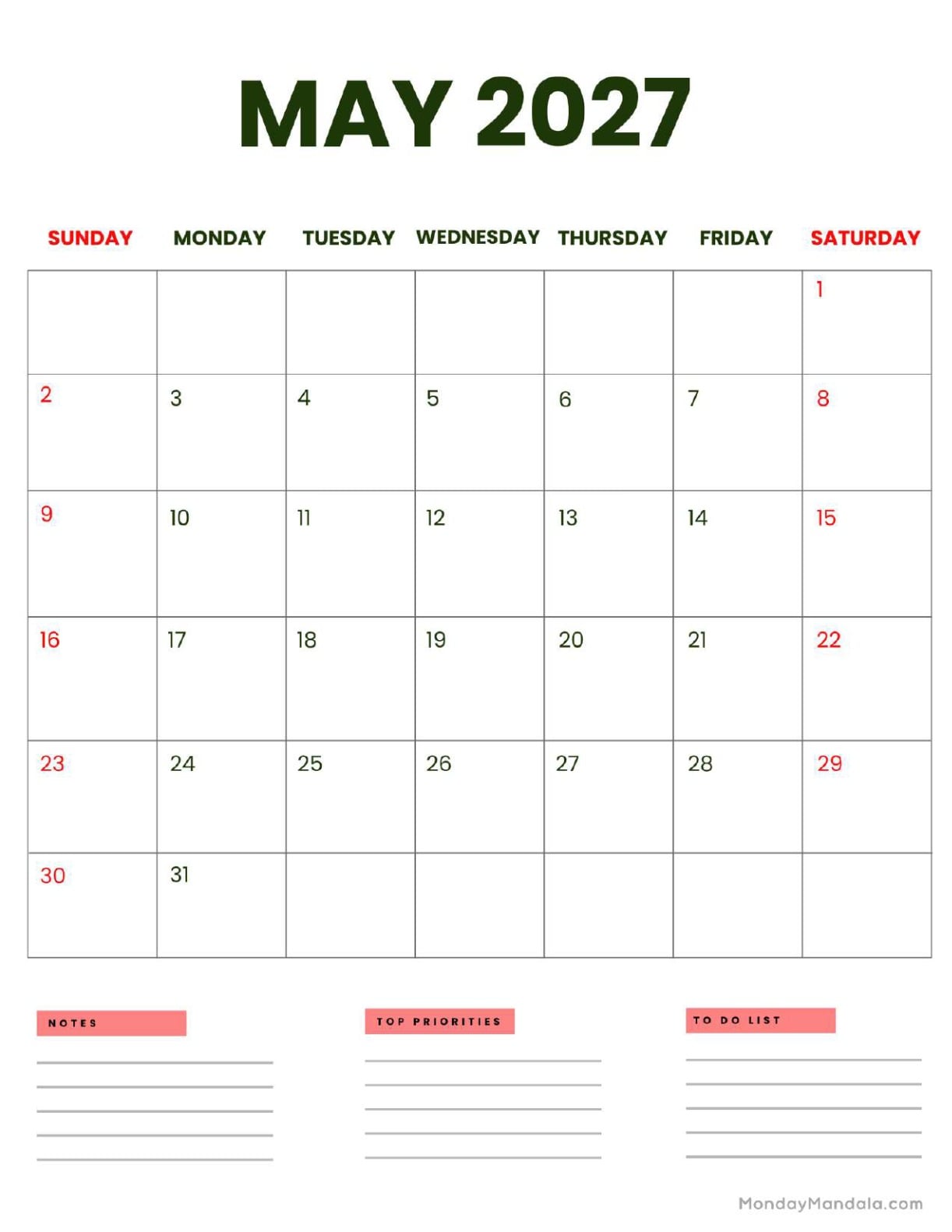 May 2027 Calendar Printable Business Portrait v2