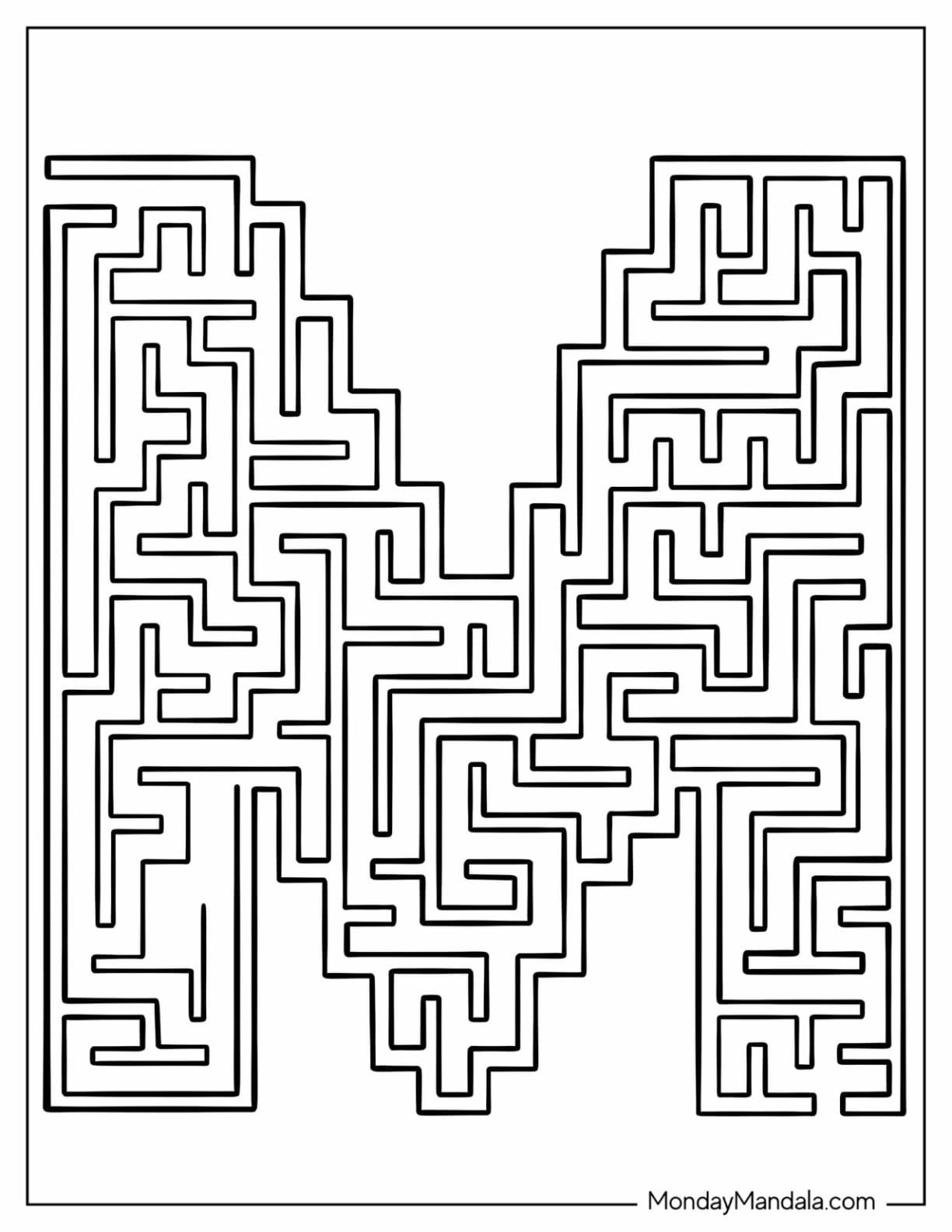 Maze Style Letter M Coloring Page