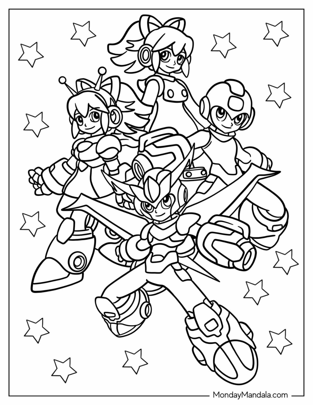 Mega Man Coloring Page And Roll With Hyper Mega Man And Hyper Roll