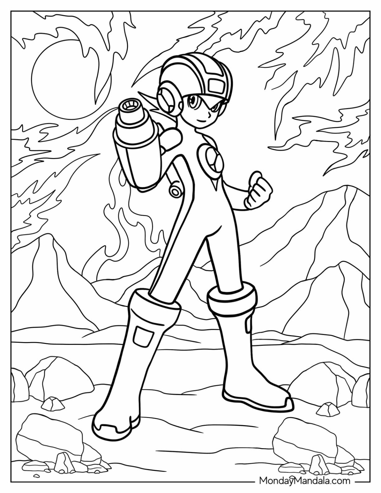 Mega Man Coloring Page Of EXE For Kids