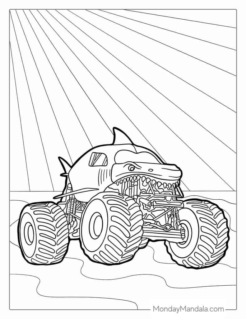 Megalodon Monster Truck Coloring Page Vrogue co