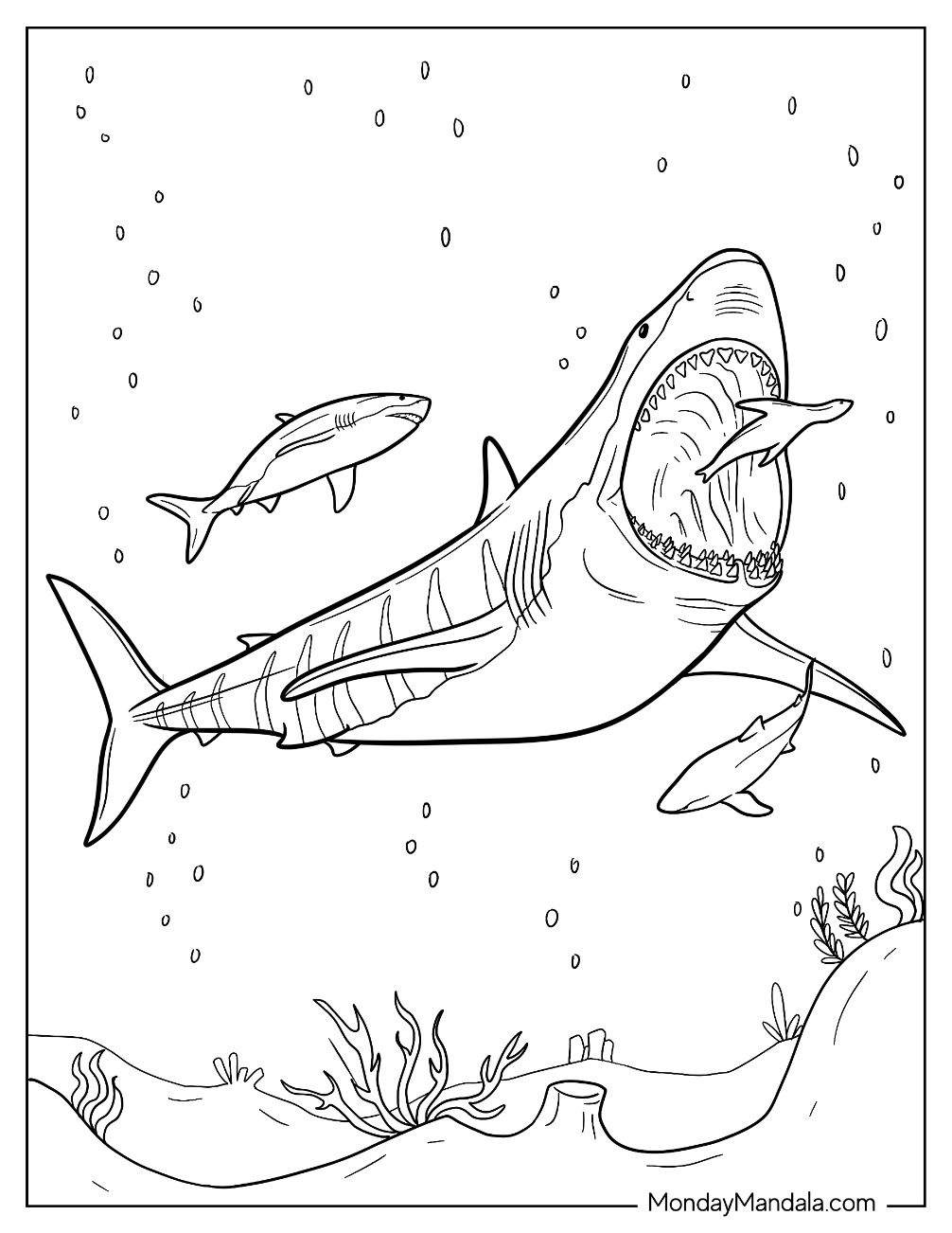 Bloop Vs Megalodon Coloring Page