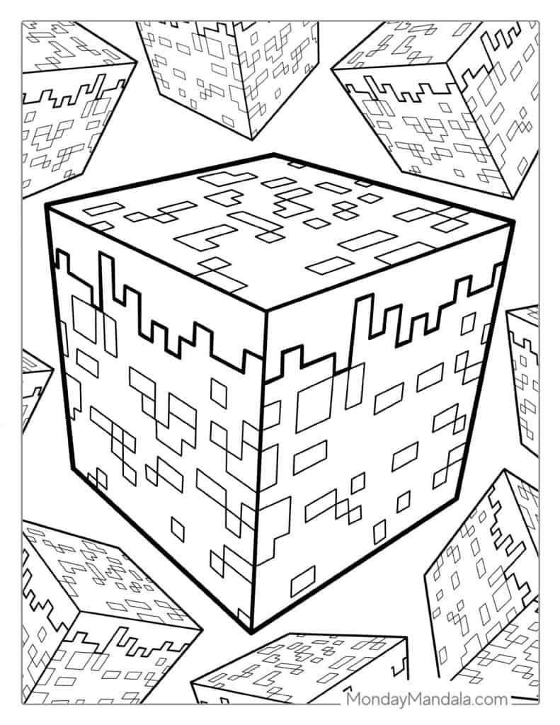 Minecraft Grass Block Coloring Pages