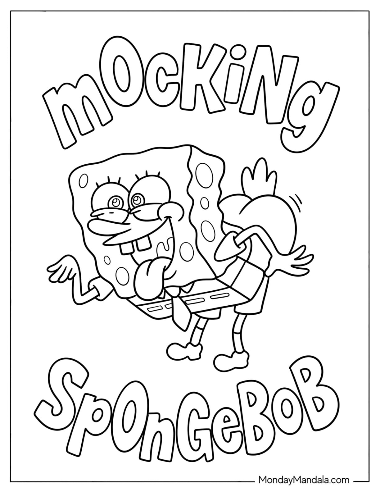 Mocking SpongeBob Meme Coloring Page for Kids