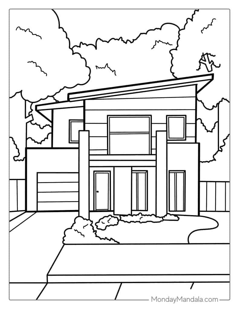 Modern House Coloring Pages
