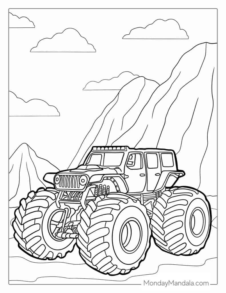 Monster Trucks Activity Sheets Spot The Difference Bestcoloring pages