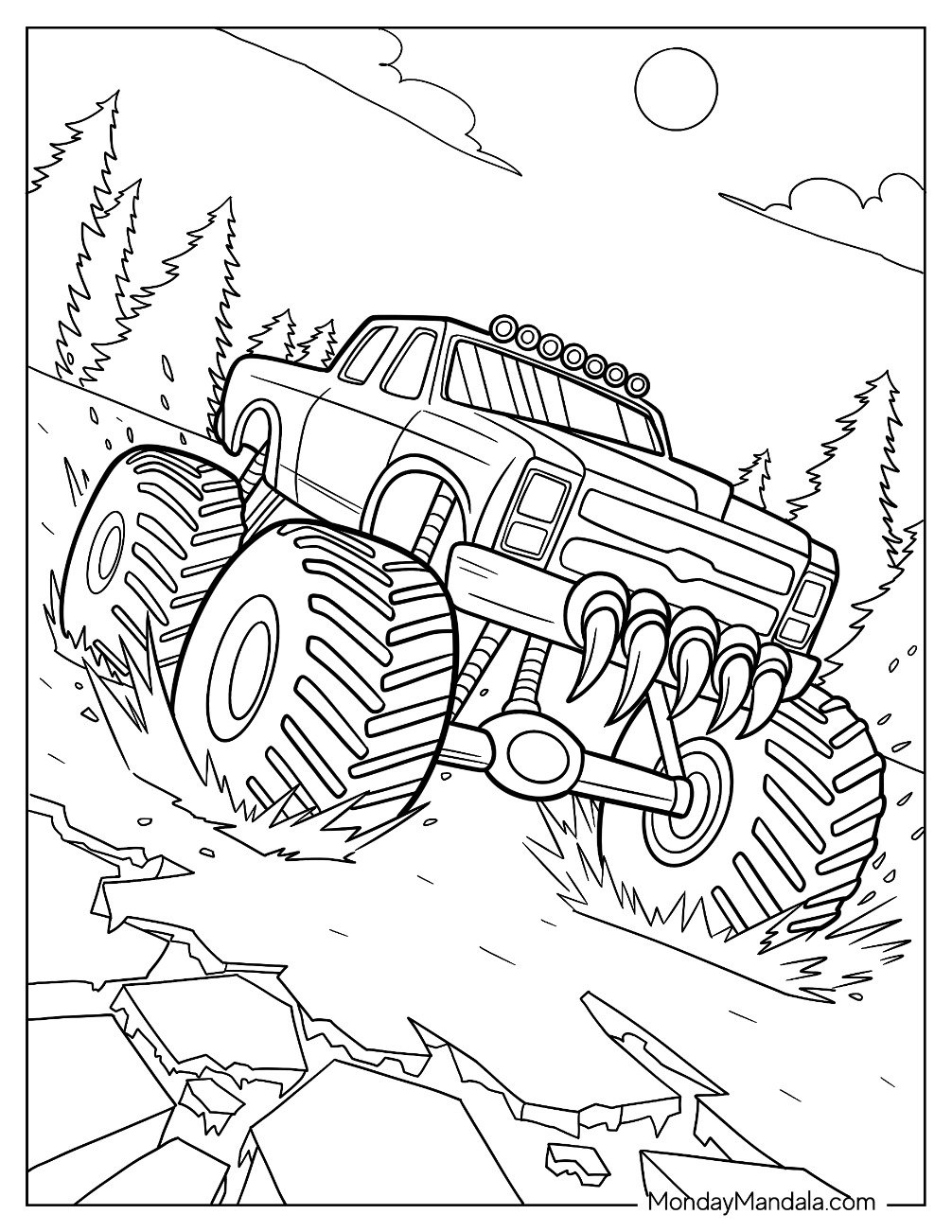 Monster Truck Coloring Page With Claw Design