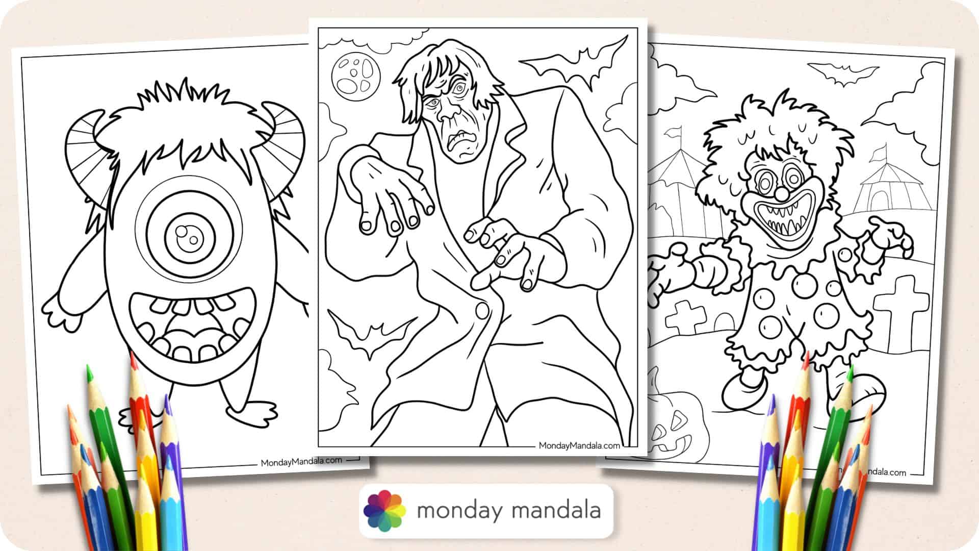 monster with pencil coloring pages