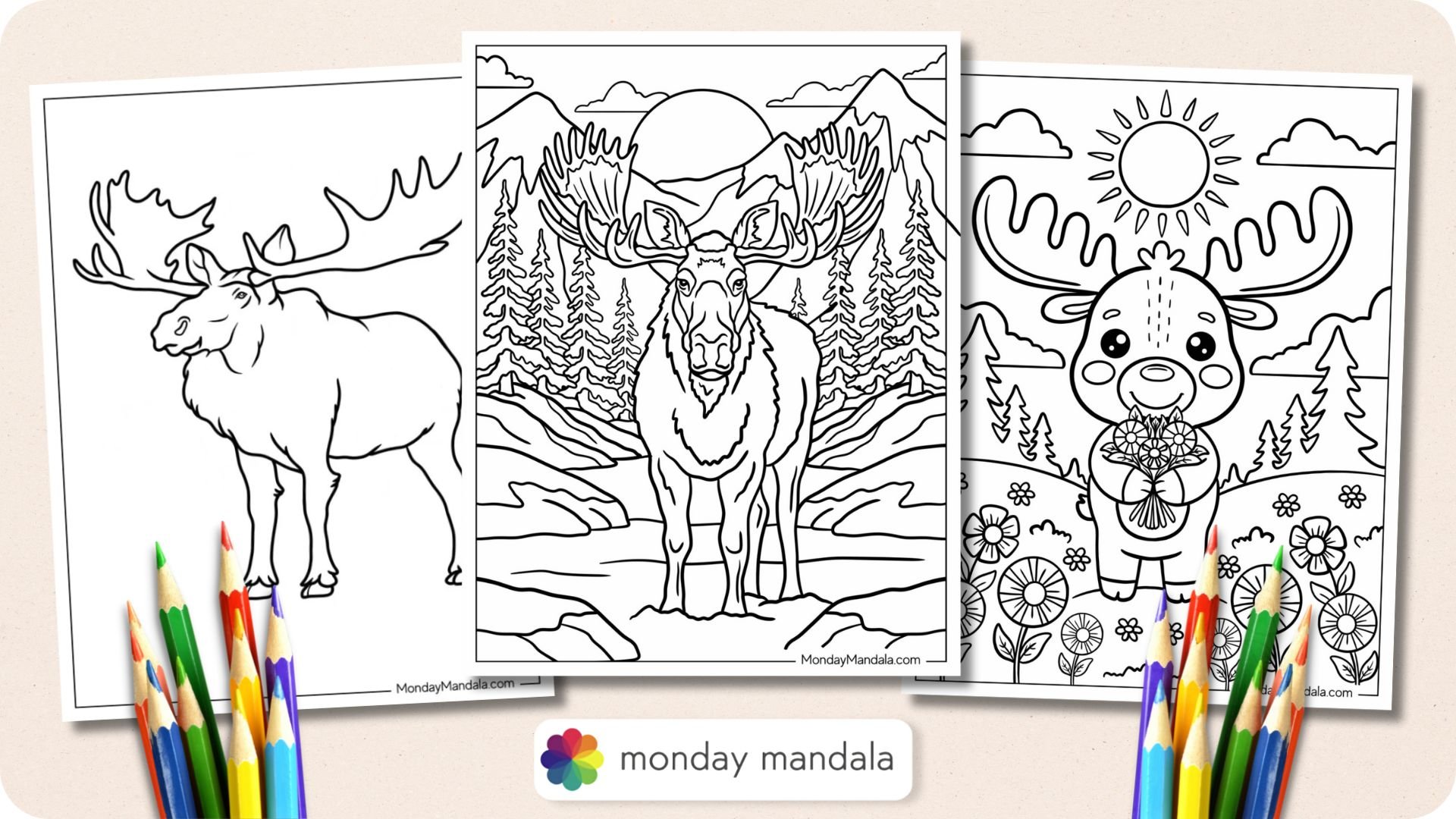 Moose Coloring Pages Featured Image v2