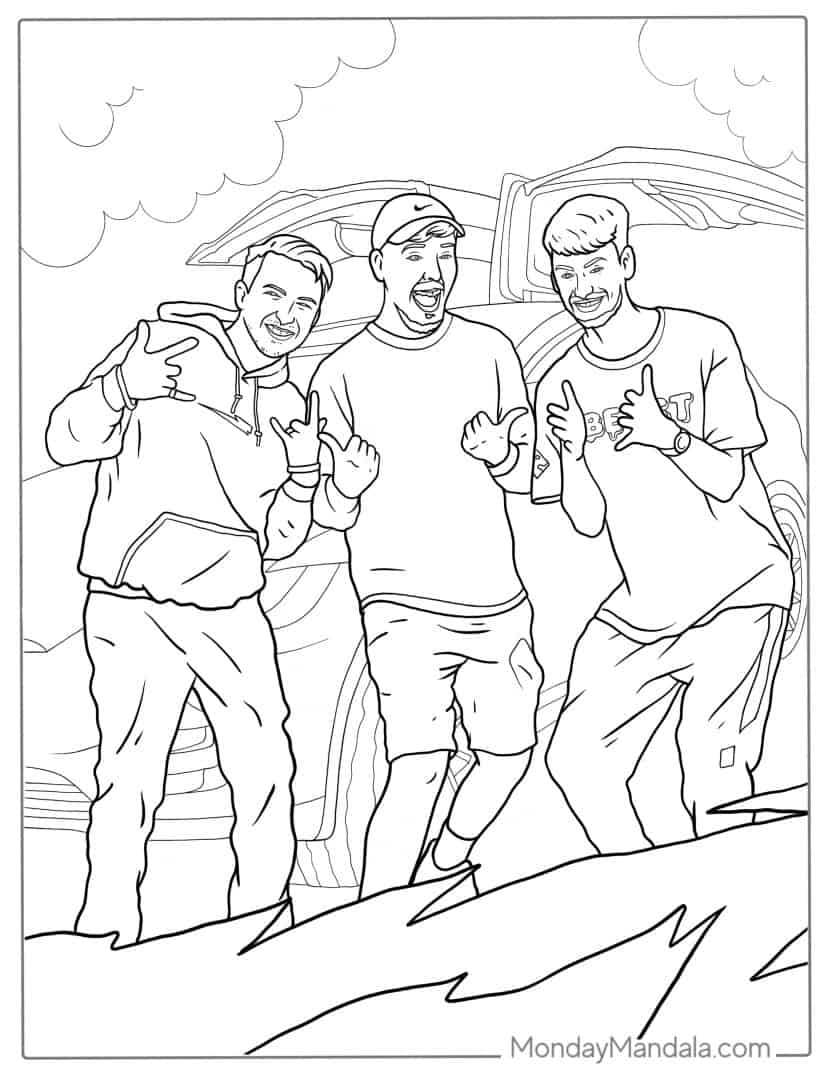 Mr. Beast With Friends Coloring Page
