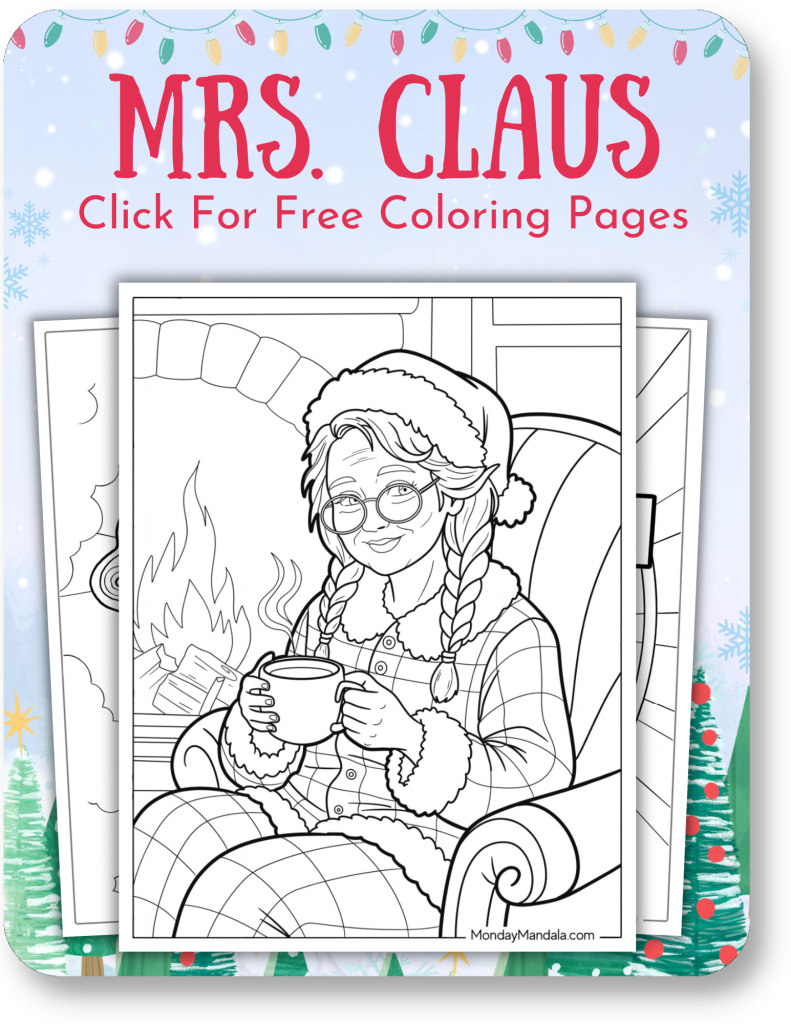 Mrs. Claus Coloring Pages for Christmas